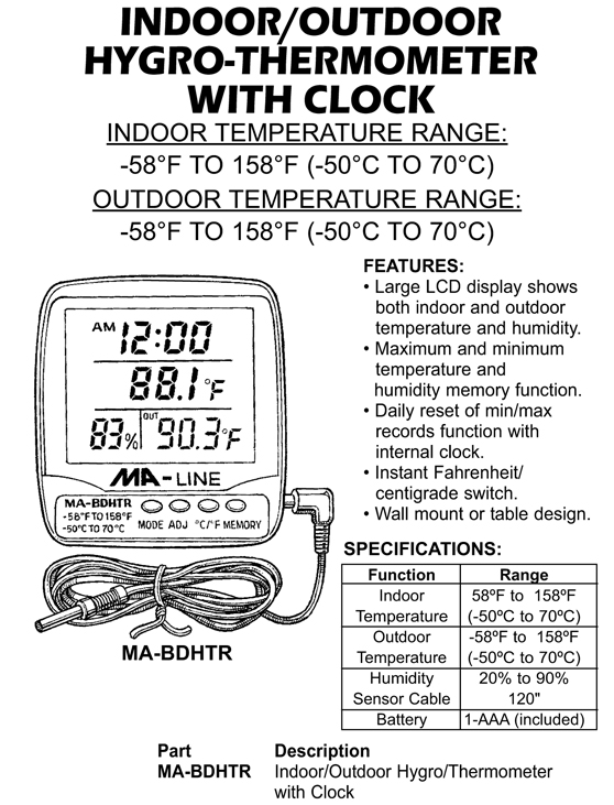 MA-Line MA-OVN1 - Hanging Oven Thermometer