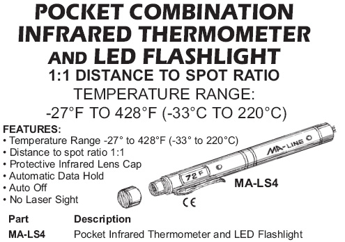 MA-Line MA-PDT392B Big Digit Pocket Digital Thermometer